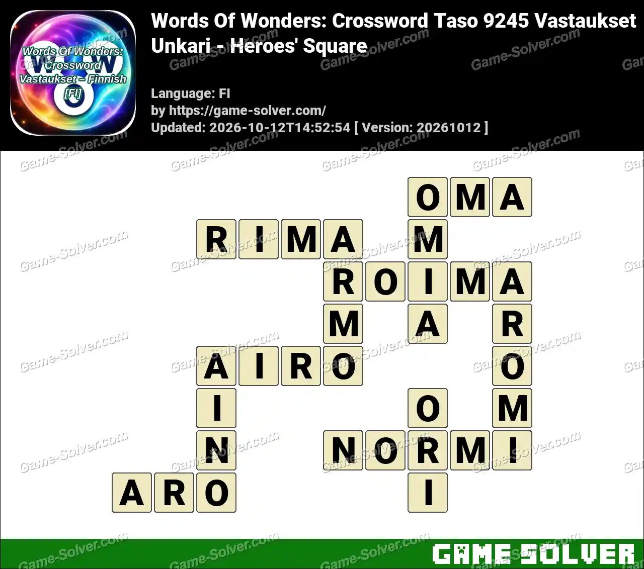 Words Of Wonders: Crossword Taso 9245 Vastaukset – Unkari – Heroes’ Square